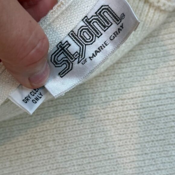 St. John Vintage Santana Knit Ivory Midi Dress Long Sleeves Size XS/No size - Picture 2 of 15